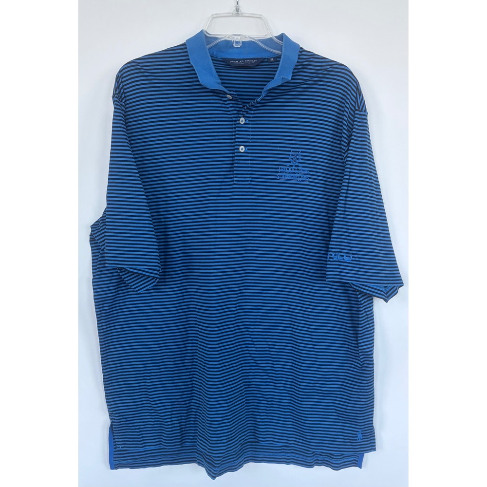 Polo Golf Ralph Lauren St Andrews Links Pima Cotton Striped Polo Shirt Blue XL